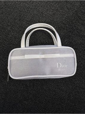 Designer Parfums Silver Satin Mini Cosmetic Bag Toiletry Pouch